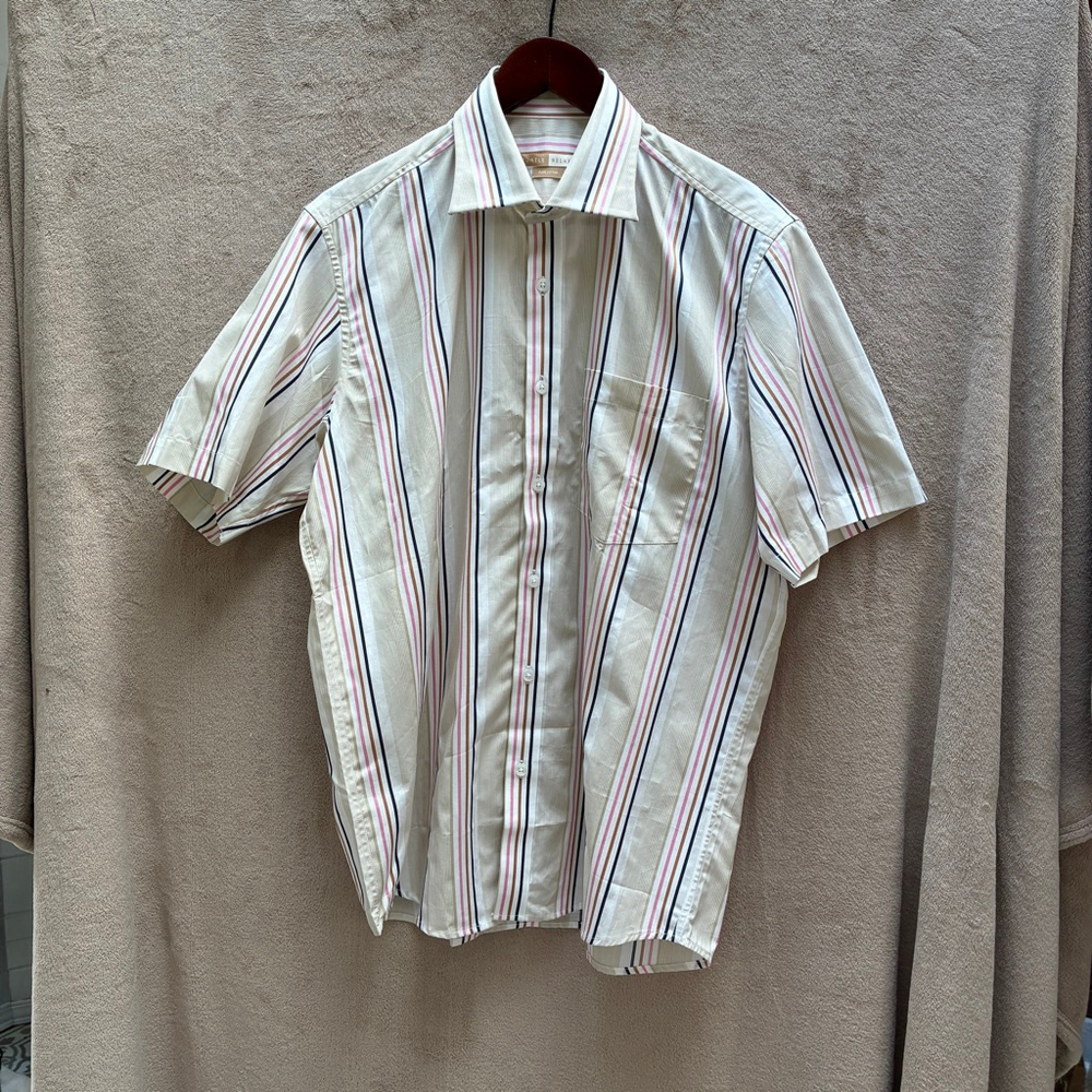 Turtle Men’s Relaxed Fit Striped Cotton Button-Down Shirt Size 40 / 15½ Retro